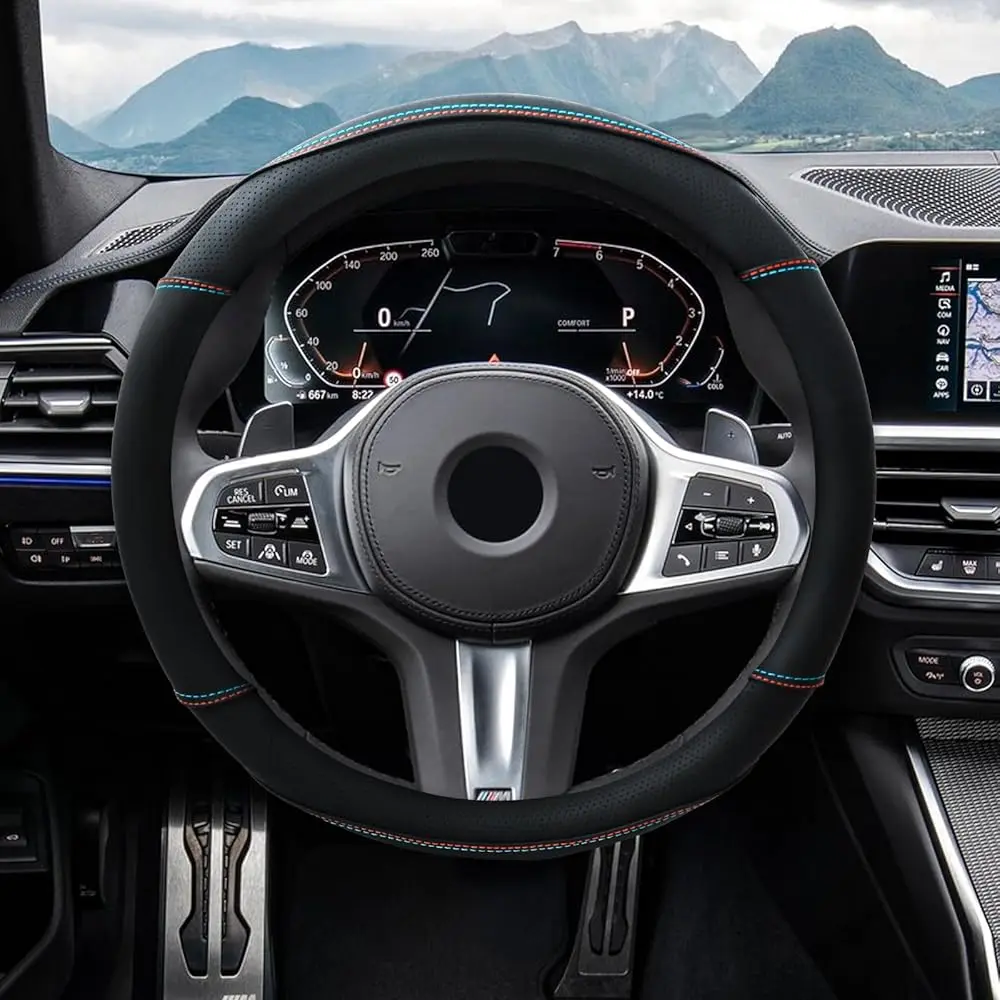 Microfiber Leather Steering Wheel Cover with Anti-Slip Lining Breathable and Soft Universal 14.5-15 inch, Easy to Install Ste
Microfiber Leather Steering Wheel Cover with Anti-Slip Lining Breathable and Soft Universal 14.5-15 inch, Easy to Install Ste