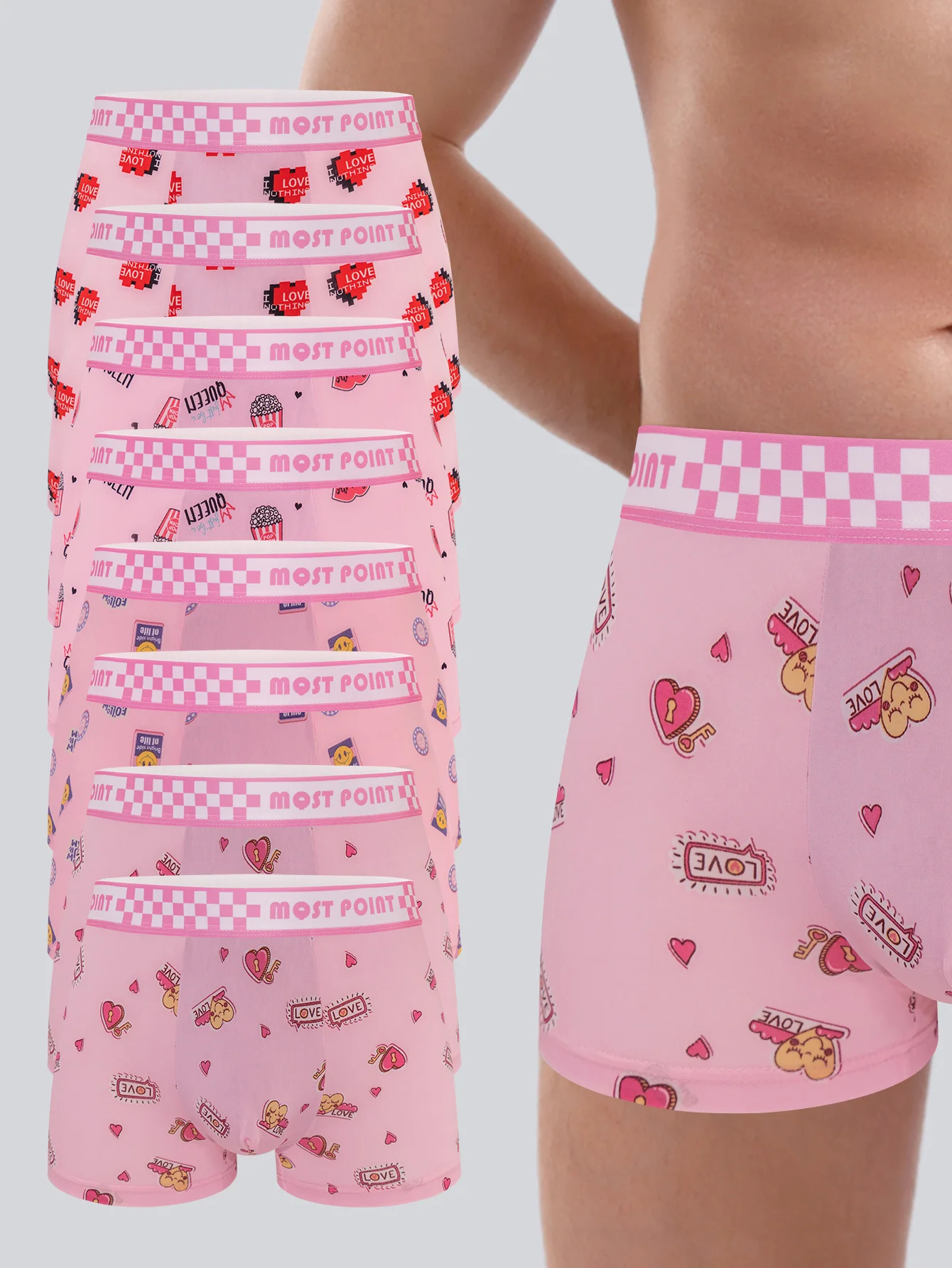 man Men's underwear Cartoon Pattern boxer shorts men's underwear Pink men's cartoon print sexy cute breathable8pcs
man Men's underwear Cartoon Pattern boxer shorts men's underwear Pink men's cartoon print sexy cute breathable8pcs