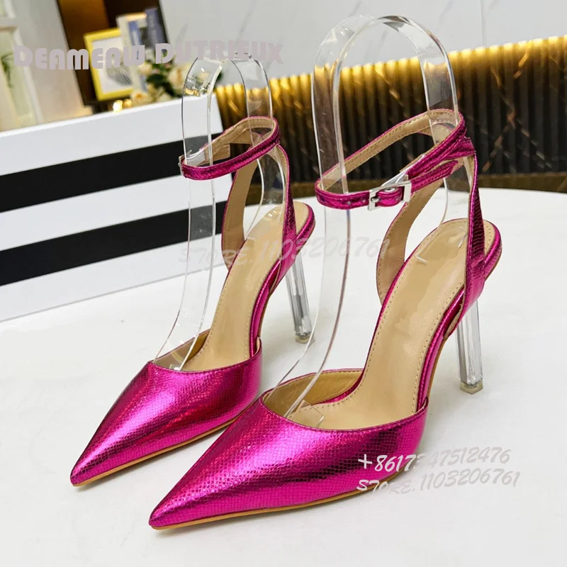 Thin Silver Crystal Heel Sandals Women Rose Red Pointed Cover Light Purple Buckle Open Heels Casual Gold Patent Leather Shoes
Thin Silver Crystal Heel Sandals Women Rose Red Pointed Cover Light Purple Buckle Open Heels Casual Gold Patent Leather Shoes