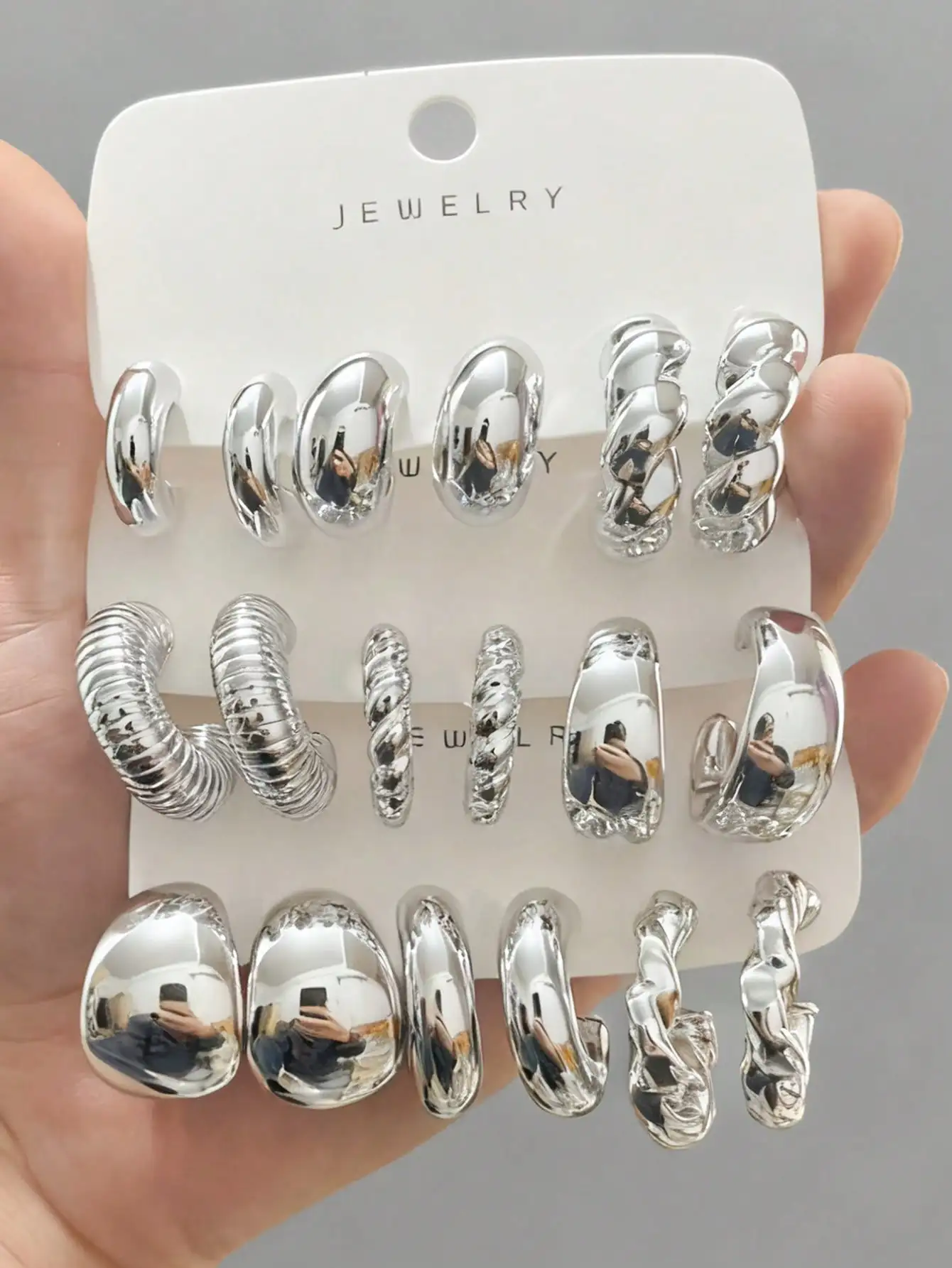 3-9 Pairs Silver Tone Hoop Earrings Set, Thick Mirror Finish Fashion Jewelry for Women
3-9 Pairs Silver Tone Hoop Earrings Set, Thick Mirror Finish Fashion Jewelry for Women