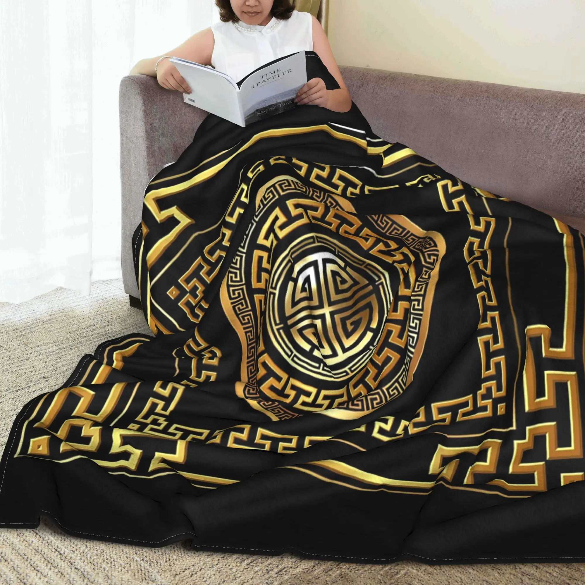 Greek Key Meander Black Gold Large Blanket Multi-function Flannel Sofa Throw Blanket for Home Bedroom Outdoor Throws Bedspread
Greek Key Meander Black Gold Large Blanket Multi-function Flannel Sofa Throw Blanket for Home Bedroom Outdoor Throws Bedspread