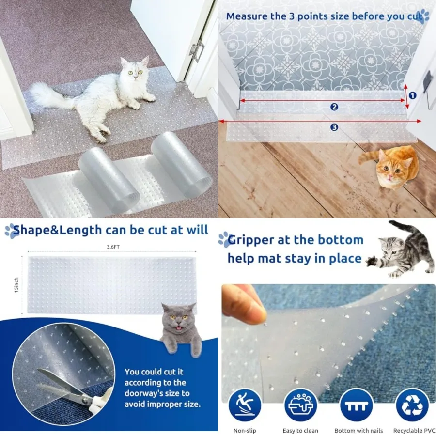 Cat Scratch Carpet Protector Mat - 3 Pack Plastic Floor Protector for Pets - 3.6FT Universal Anti-Scratch Door Mat Under Furnit
Cat Scratch Carpet Protector Mat - 3 Pack Plastic Floor Protector for Pets - 3.6FT Universal Anti-Scratch Door Mat Under Furnit