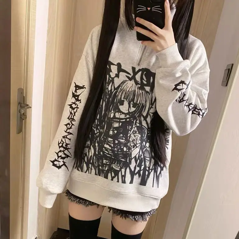 Japanese Harajuku Subculture Anime Long Sleeves Sweatshirt Autumn New Loose T-shirt Coat Women Y2k Aesthetic Pullover
Japanese Harajuku Subculture Anime Long Sleeves Sweatshirt Autumn New Loose T-shirt Coat Women Y2k Aesthetic Pullover