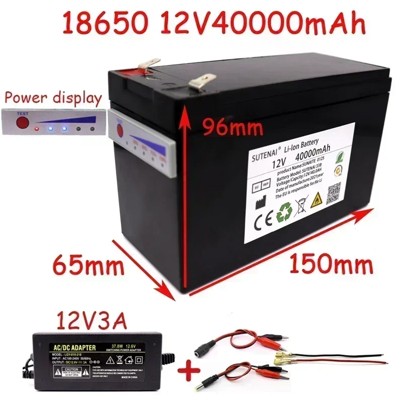 New power display 12v40a 18650 lithium battery pack is suitable for solar energy and electric vehicle battery + 12.6v3a charger
New power display 12v40a 18650 lithium battery pack is suitable for solar energy and electric vehicle battery + 12.6v3a charger