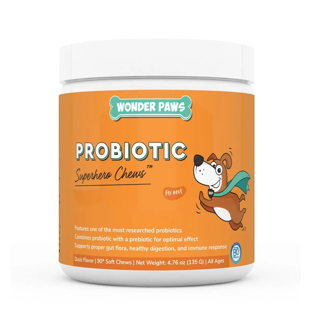 Wonder Paws Probiotic Chews for Dogs, Supports Gut Health, Digestion, Gas, Constipation, 90 Chews
Wonder Paws Probiotic Chews for Dogs, Supports Gut Health, Digestion, Gas, Constipation, 90 Chews
