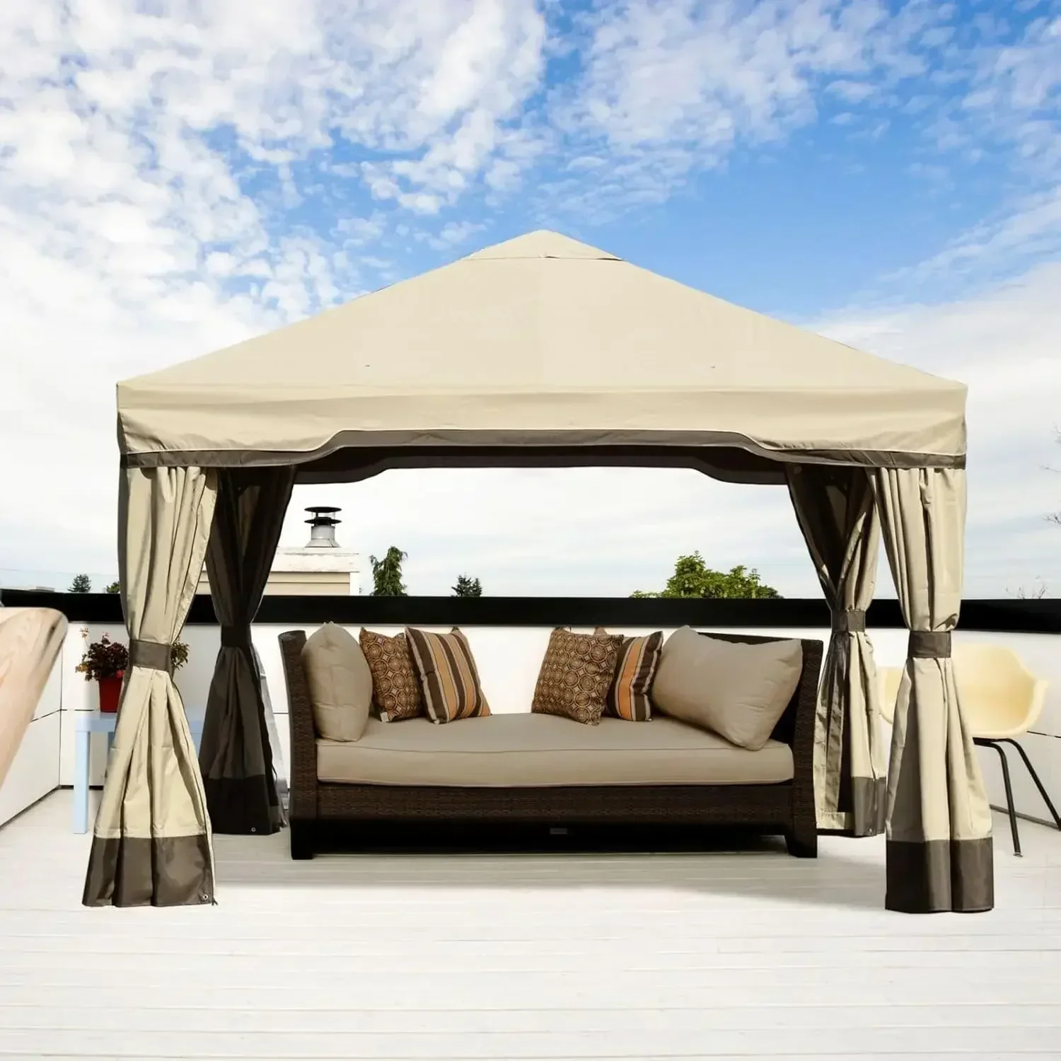 Hot-selling12x12 FT Outdoor Aluminum Gazebo with Privacy Curtains and Netting, Brown Canopy Shelter for Patio, Garden, Yard, Law
Hot-selling12x12 FT Outdoor Aluminum Gazebo with Privacy Curtains and Netting, Brown Canopy Shelter for Patio, Garden, Yard, Law