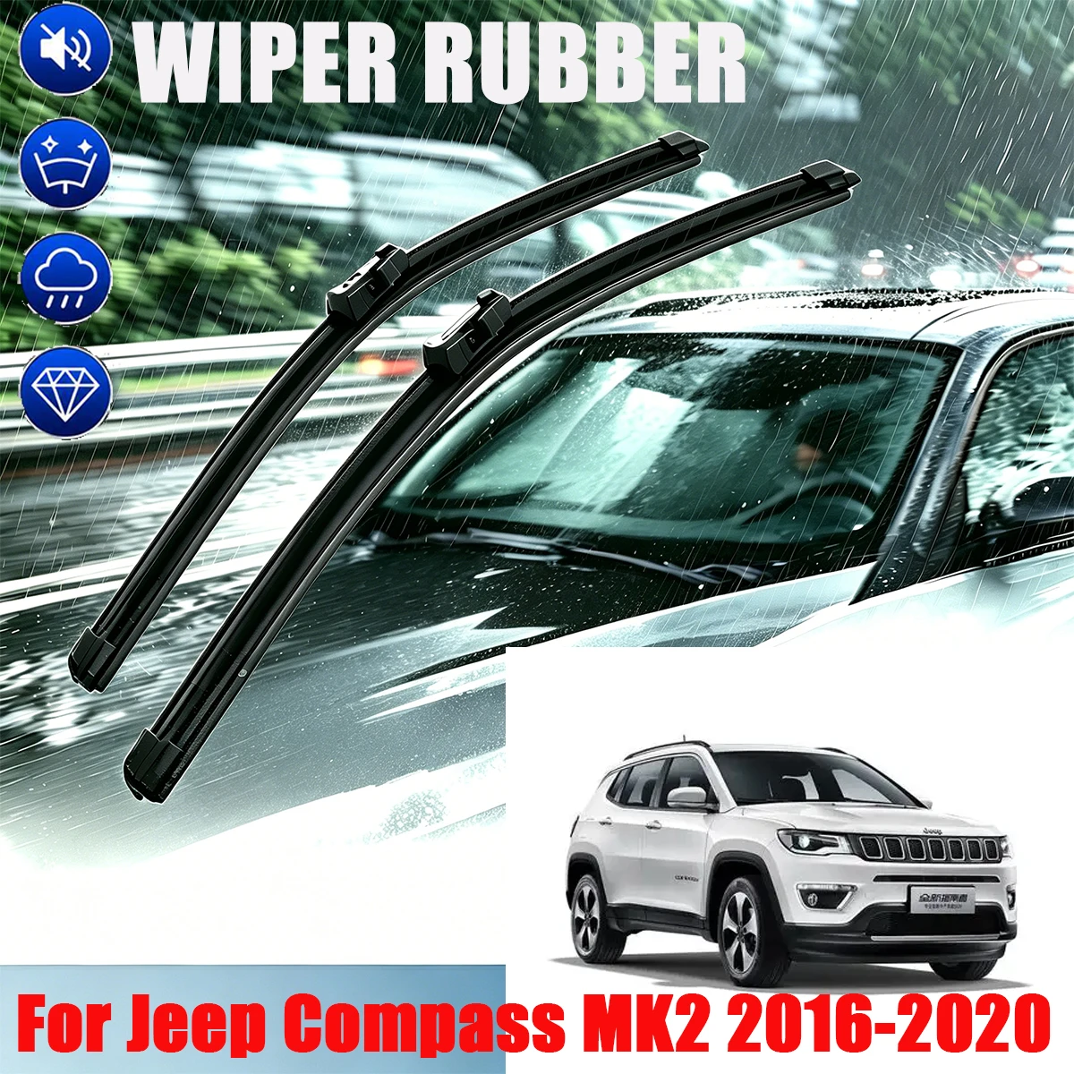 For Jeep Compass MK2 2016-2020 Front Rear Wiper Blades 3PCS 24" 18" 10" Windshield Windscreen Window Cutter Accessories
For Jeep Compass MK2 2016-2020 Front Rear Wiper Blades 3PCS 24" 18" 10" Windshield Windscreen Window Cutter Accessories