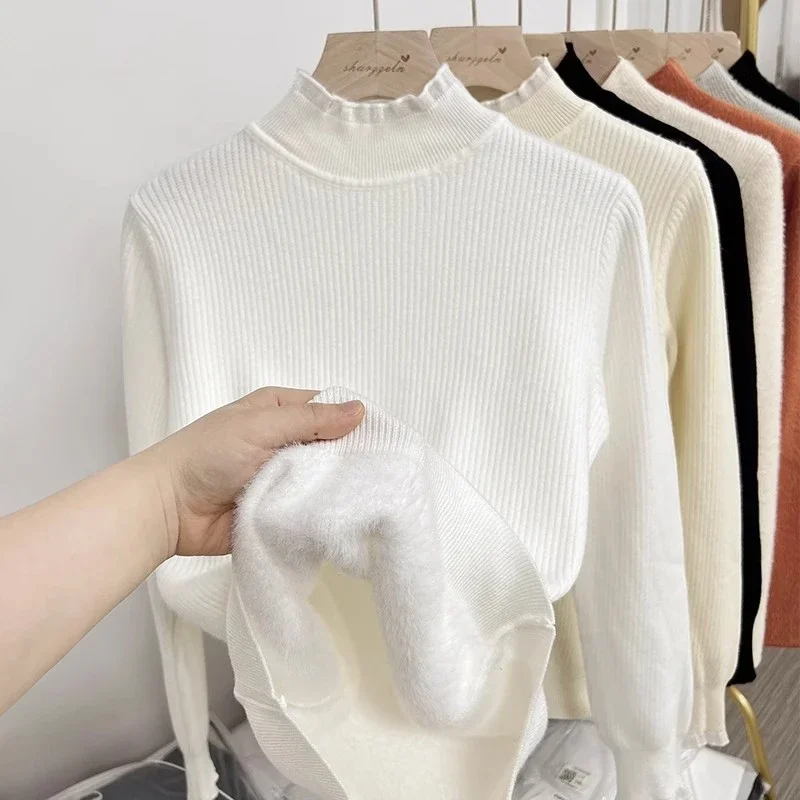 Autumn and Winter Half Turtleneck Plus Velvet Lace All-in-one Velvet Thickened New Fungus Sweater Bottoming Top Sweater
Autumn and Winter Half Turtleneck Plus Velvet Lace All-in-one Velvet Thickened New Fungus Sweater Bottoming Top Sweater