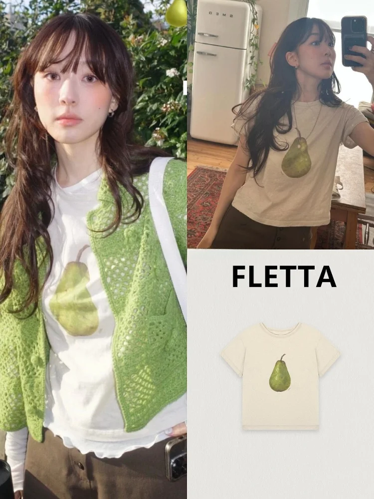 FLETTA Spring 2025 New Style Simple round Neck Short Sleeve Women's T-shirt Fruit Print Casual Comfortable Cotton Top
FLETTA Spring 2025 New Style Simple round Neck Short Sleeve Women's T-shirt Fruit Print Casual Comfortable Cotton Top