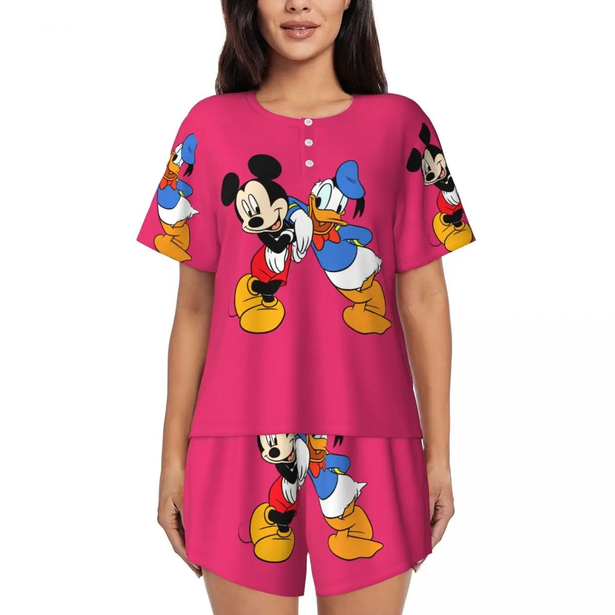 Custom Mickey Donald Duck Pajamas Set Women's 2 Piece Short Sleeve Sleepwear Loungewear PJ Shorts Sets
Custom Mickey Donald Duck Pajamas Set Women's 2 Piece Short Sleeve Sleepwear Loungewear PJ Shorts Sets