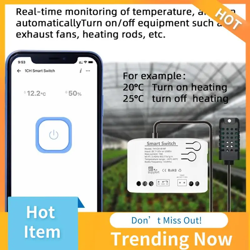 CMHI-Wifi Smart Ewelink Температурный переключатель Пассивное сухое контактное реле Монитор в реальном времени Смарт-модуль 7-32 В (A) 1 шт.
CMHI-Wifi Smart Ewelink Температурный переключатель Пассивное сухое контактное реле Монитор в реальном времени Смарт-модуль 7-32 В (A) 1 шт.