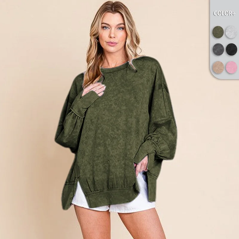 Trendy Women's Loose Sweatshirt Patchwork Design Slit Pullover Sports Y2k Top Street Versatile Fashion Female Sweatshirt
Trendy Women's Loose Sweatshirt Patchwork Design Slit Pullover Sports Y2k Top Street Versatile Fashion Female Sweatshirt