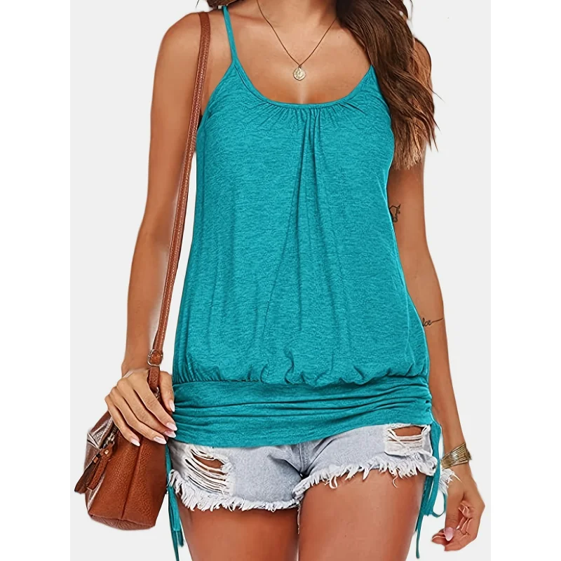Y2K Women's Lightweight Stretchy Spaghetti Strap Camisole Top with Banded Bottom & Side Shirring
Y2K Women's Lightweight Stretchy Spaghetti Strap Camisole Top with Banded Bottom & Side Shirring