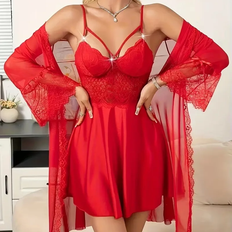 Lace-trimmed Sexy Dress New V-neck Pajama Set With Underwire Lightweight And Breathable Leisure For Home Wear A3FO
Lace-trimmed Sexy Dress New V-neck Pajama Set With Underwire Lightweight And Breathable Leisure For Home Wear A3FO