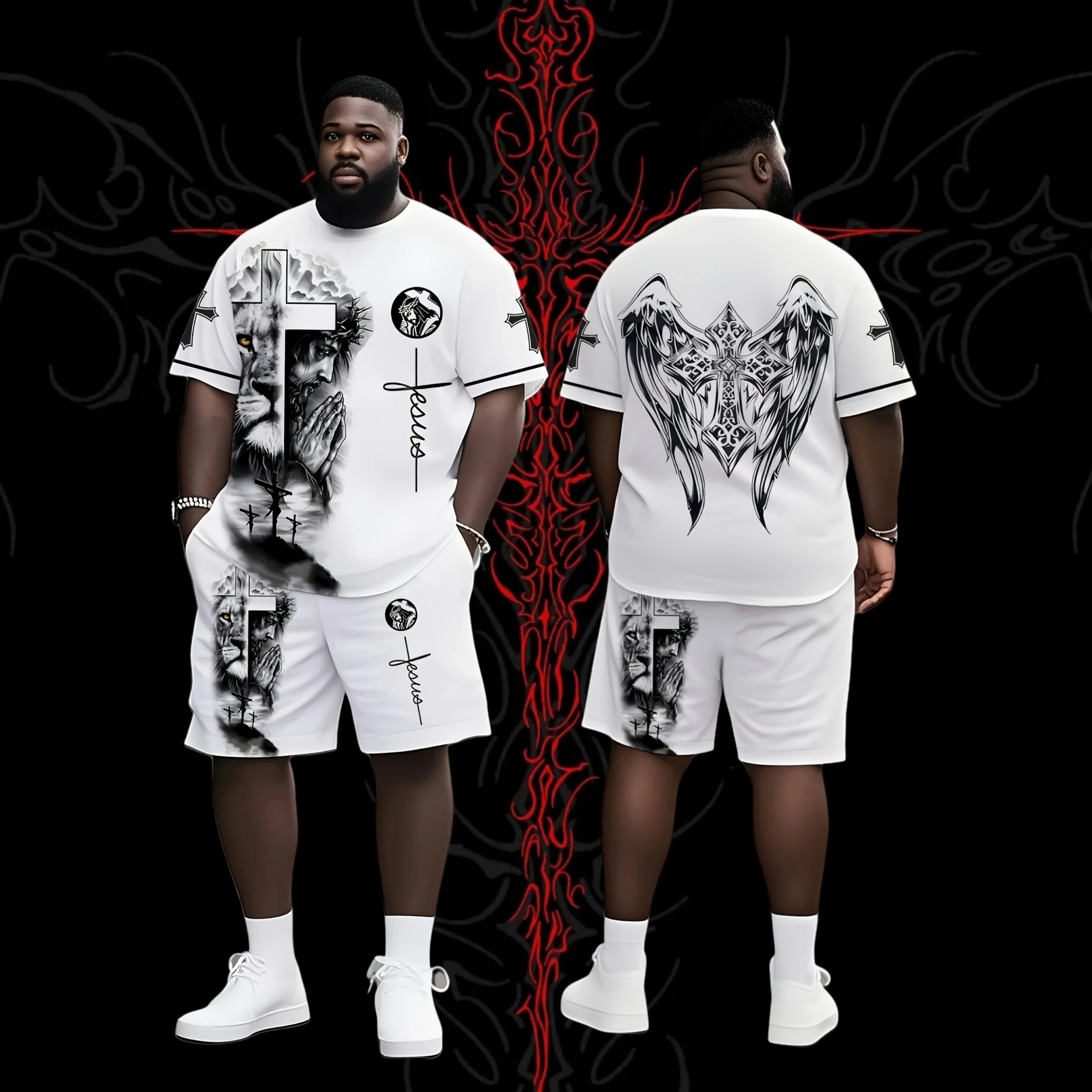 2025/26 NEW Summer 3D Lion Cross Printed Men's T-shirt/Shorts/Suit Short Sleeve Jesus Love Everone Christian Street Wear 2 Pcs
2025/26 NEW Summer 3D Lion Cross Printed Men's T-shirt/Shorts/Suit Short Sleeve Jesus Love Everone Christian Street Wear 2 Pcs