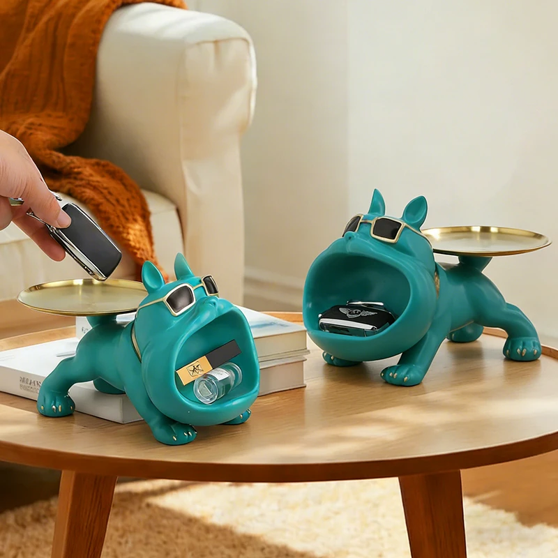 Cool Sunglasses Bulldog Resin Statue with Dual Metal Trays Decorative Organizer for Keys Jewelry Home Entryway Desk Decor
Cool Sunglasses Bulldog Resin Statue with Dual Metal Trays Decorative Organizer for Keys Jewelry Home Entryway Desk Decor