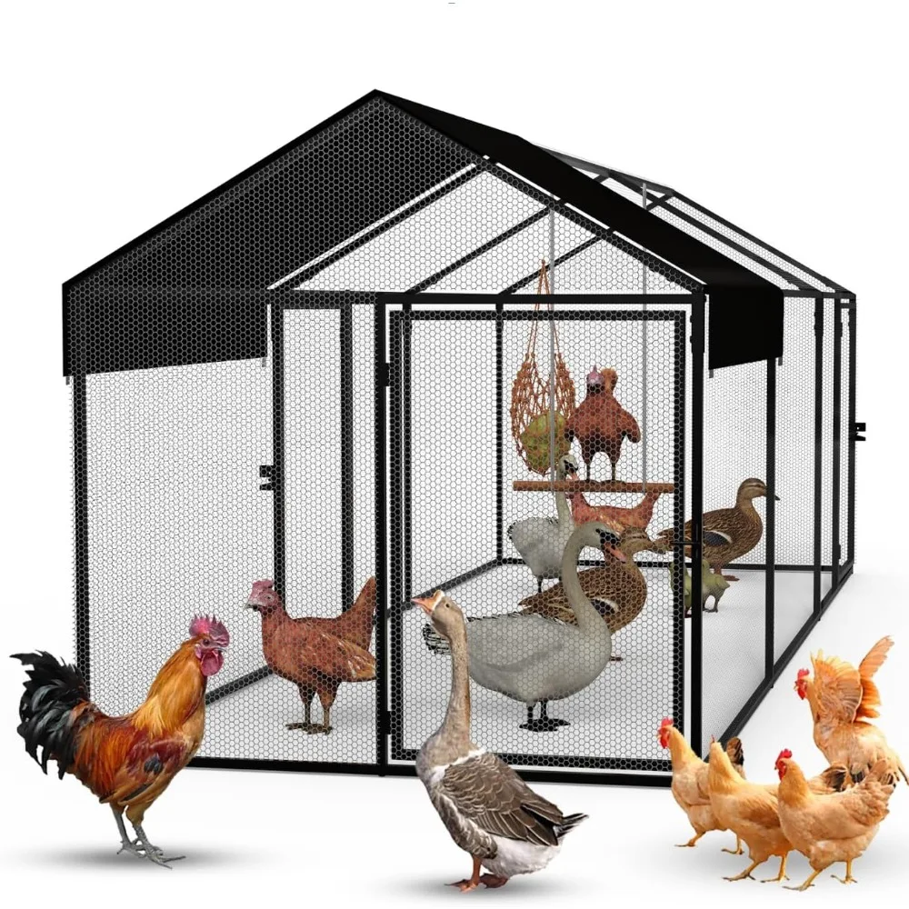 Large Metal Chicken Coop 120"×40"×40" Heavy Duty Chicken Run Hen House with Waterproof Anti-UV Cover for Portable Poultry Cage H
Large Metal Chicken Coop 120"×40"×40" Heavy Duty Chicken Run Hen House with Waterproof Anti-UV Cover for Portable Poultry Cage H