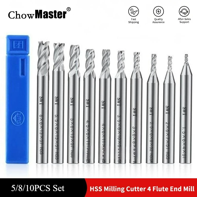 Chowmaster 5/8/10 шт. Набор концевых фрез 2-12 мм, набор HSS, 4-зубые лезвия, фреза, фреза с ЧПУ, сверло для электроинструментов
Chowmaster 5/8/10 шт. Набор концевых фрез 2-12 мм, набор HSS, 4-зубые лезвия, фреза, фреза с ЧПУ, сверло для электроинструментов