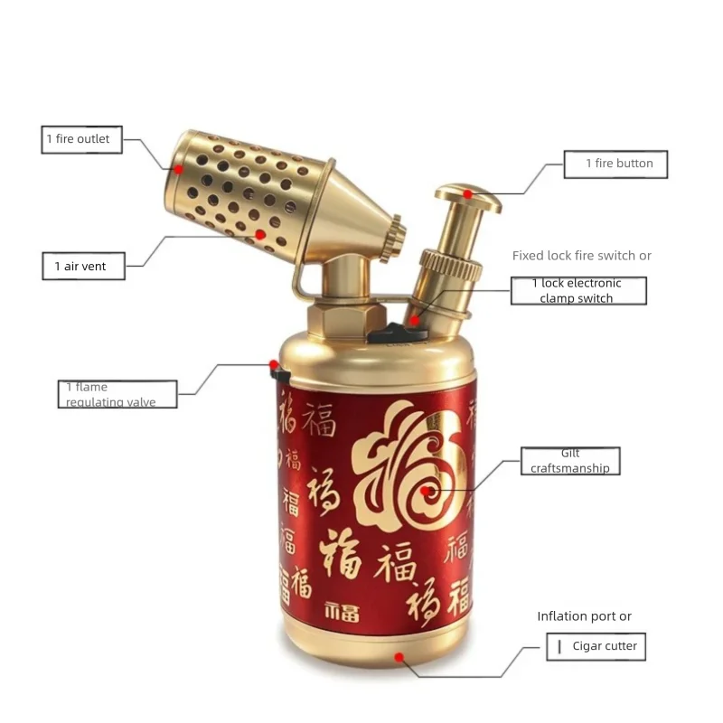 JOBON Creative Shape Cigar Lighter Blow Torch Windproof Locking Blue Flame Rotor Design UV Transfer Printing Craft Gifts
JOBON Creative Shape Cigar Lighter Blow Torch Windproof Locking Blue Flame Rotor Design UV Transfer Printing Craft Gifts