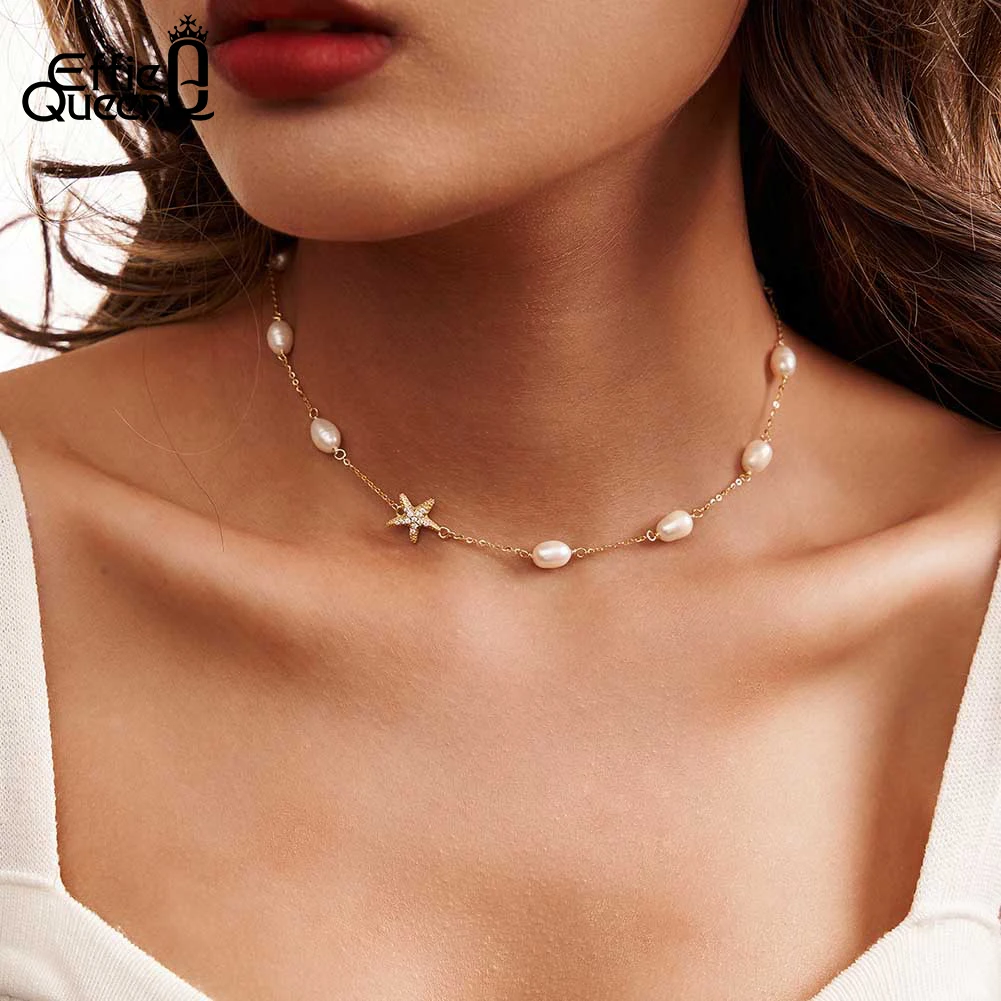 EFFIE QUEEN Natural Pearl Choker Necklace Fashion 925 Sterling Silver Starfish 5A CZ Necklace Party Jewelry Gift for Women BQN06
EFFIE QUEEN Natural Pearl Choker Necklace Fashion 925 Sterling Silver Starfish 5A CZ Necklace Party Jewelry Gift for Women BQN06