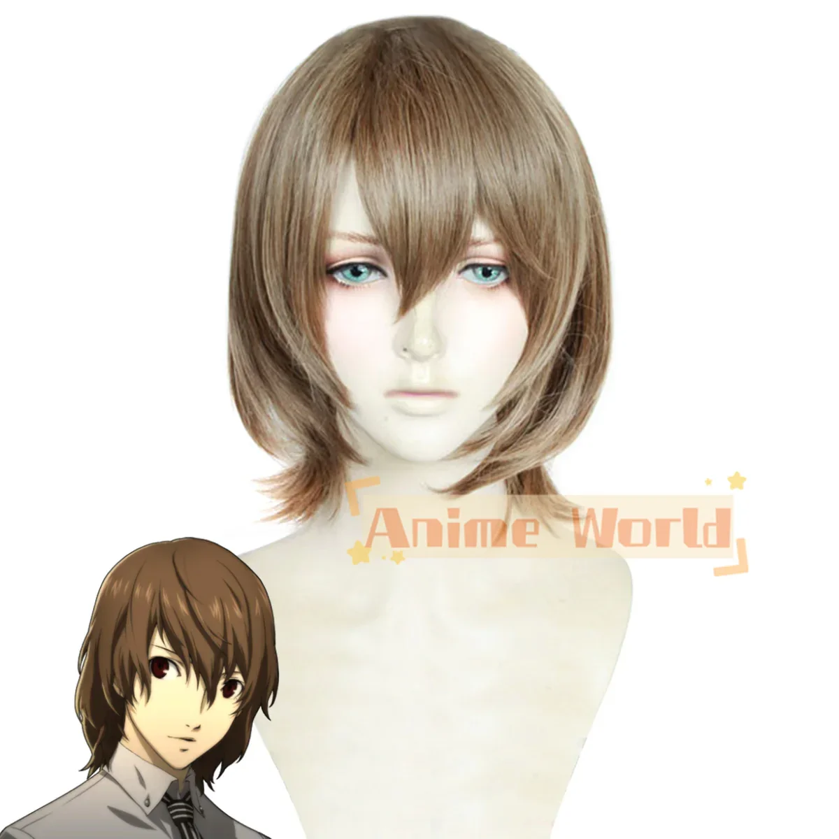 Goro Akechi Коричневый парик для косплея Парики для Хэллоуина 
Goro Akechi Коричневый парик для косплея Парики для Хэллоуина