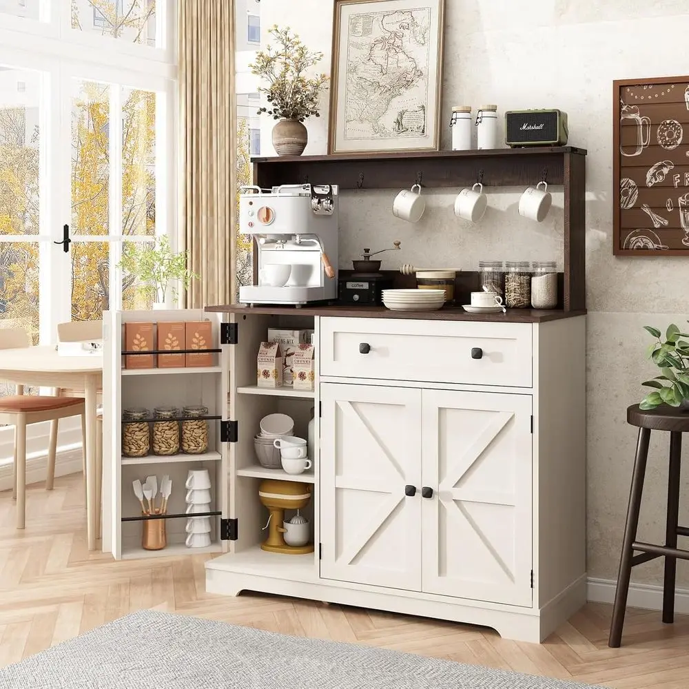 Wnutrarmhouse Coee Bar Cabinet with Der, 39" Kitchen Hutch Sideboard Buet Cabinet with Charging Station and Adjustable Shelves,
Wnutrarmhouse Coee Bar Cabinet with Der, 39" Kitchen Hutch Sideboard Buet Cabinet with Charging Station and Adjustable Shelves,