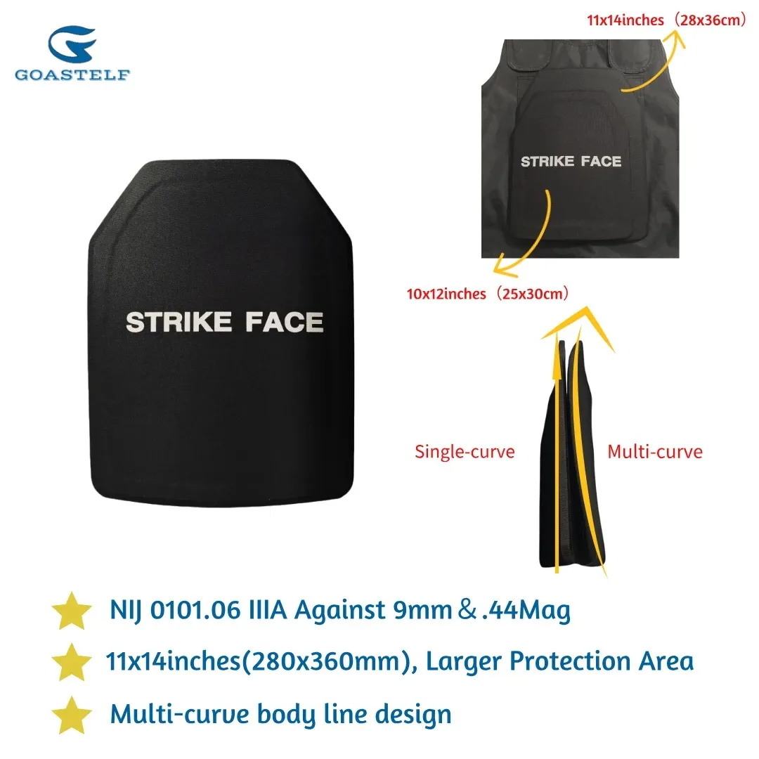 Multi-Curved 11”x14” NIJ IIIA PE Ballistic Plate 28x36cm Bulletproof Plate For Tactical Safety Vest Against 9mm&.44Mag
Multi-Curved 11”x14” NIJ IIIA PE Ballistic Plate 28x36cm Bulletproof Plate For Tactical Safety Vest Against 9mm&.44Mag