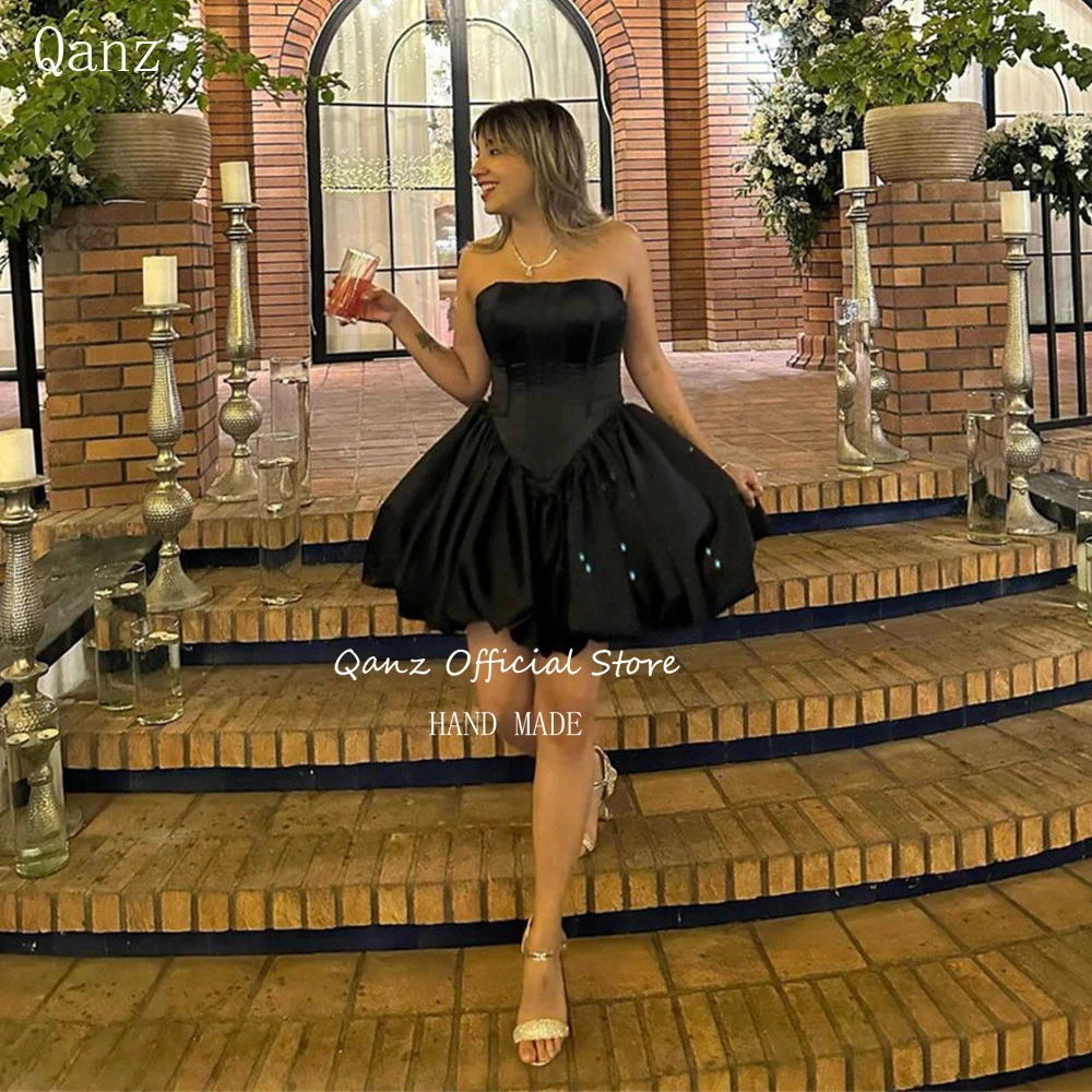 Qanz Fluffy Corset Homecoming Dresses Black Satin Short Vestidos Para Eventos Especiales Cocktail Dresses Club Women Customized
Qanz Fluffy Corset Homecoming Dresses Black Satin Short Vestidos Para Eventos Especiales Cocktail Dresses Club Women Customized