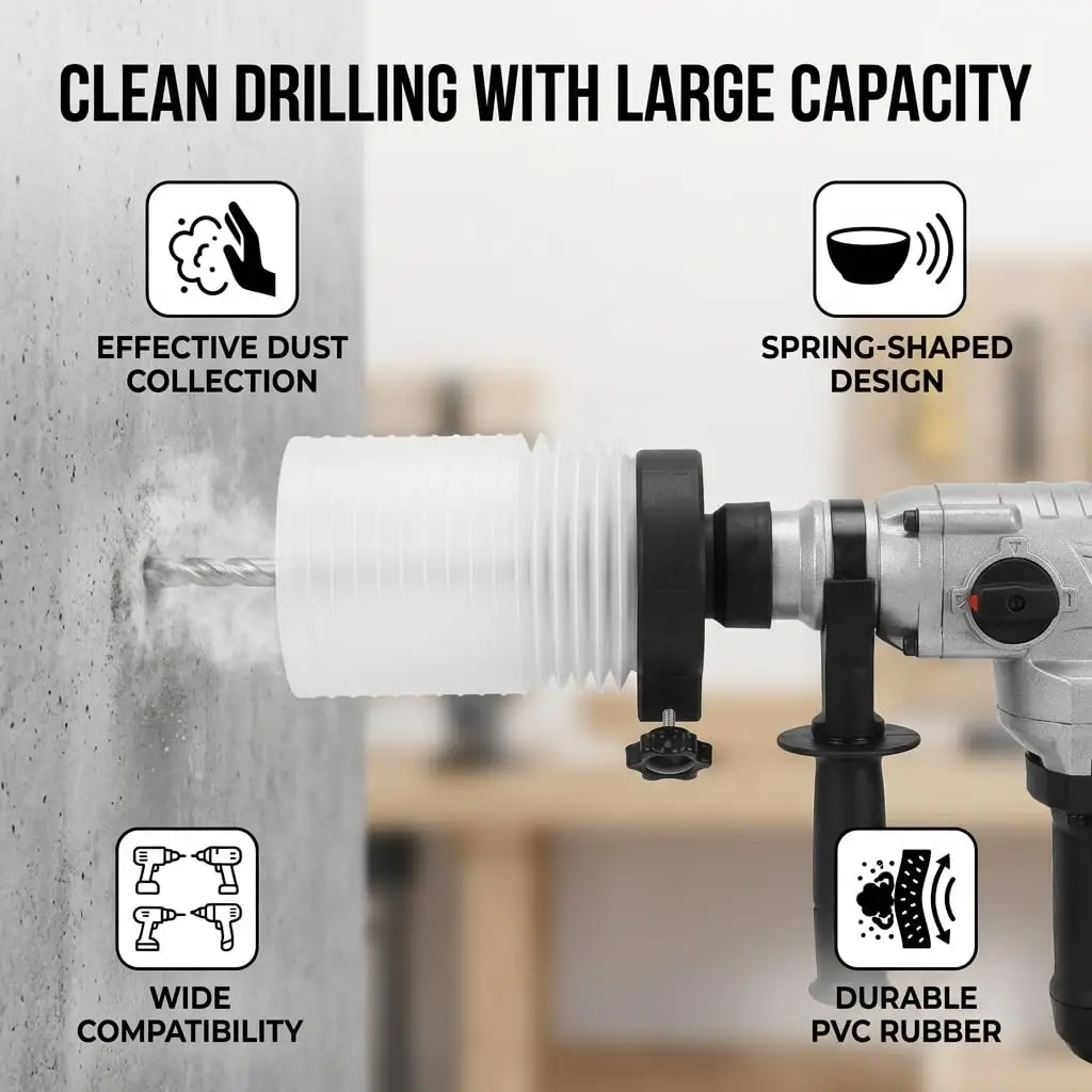 Electric Drill Dust Collector Hammer Drill Dust Cover Hole Saw Ash Catcher Detachable Dust Shroud Power Tool Accessory
Electric Drill Dust Collector Hammer Drill Dust Cover Hole Saw Ash Catcher Detachable Dust Shroud Power Tool Accessory