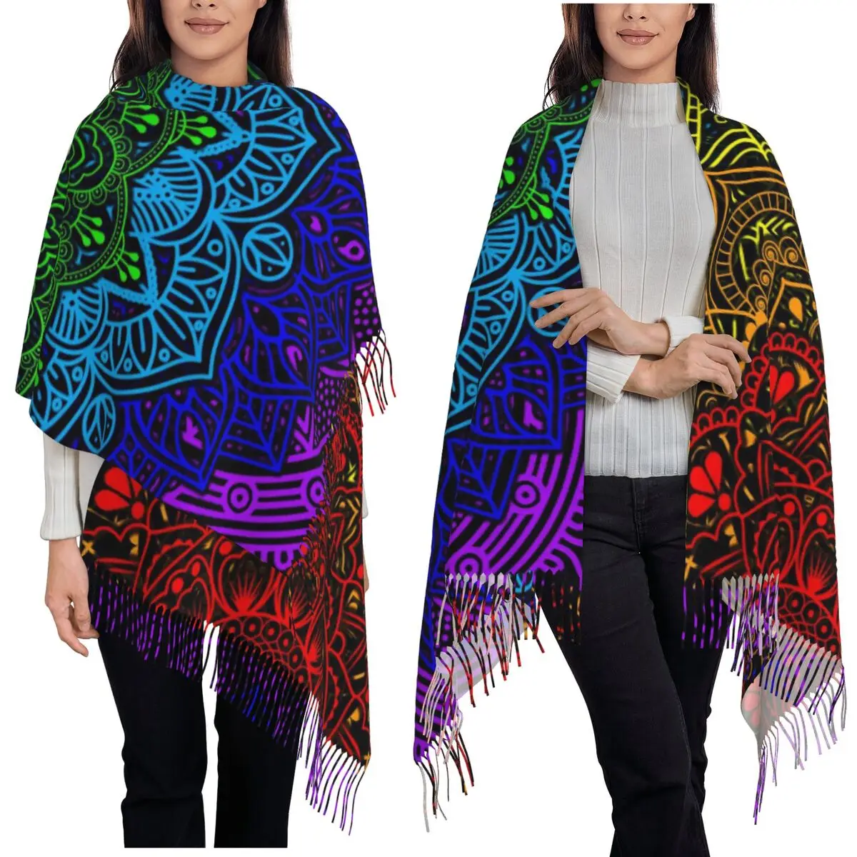 Психоделический летний цветной шарф с принтом мандалы, шарфы с кисточками, женские мягкие теплые шали и накидки, большая осенне-зимняя шаль 
Психоделический летний цветной шарф с принтом мандалы, шарфы с кисточками, женские мягкие теплые шали и накидки, большая осенне-зимняя шаль
