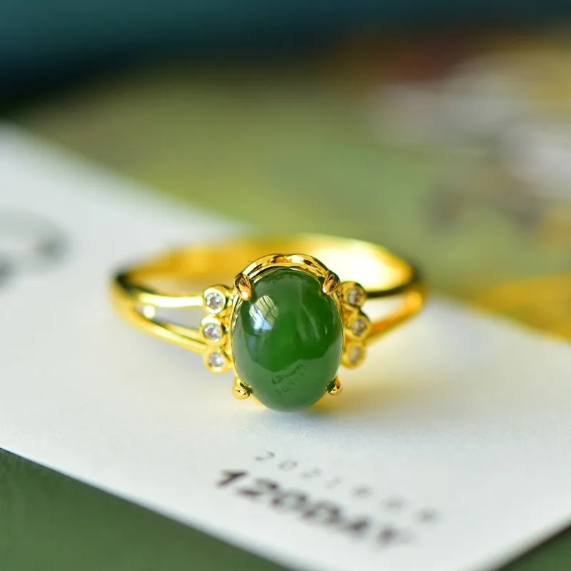 Exquisite Copper Inlaid Hetian Jade Jasper Fashion Women's Jade Ring
Exquisite Copper Inlaid Hetian Jade Jasper Fashion Women's Jade Ring