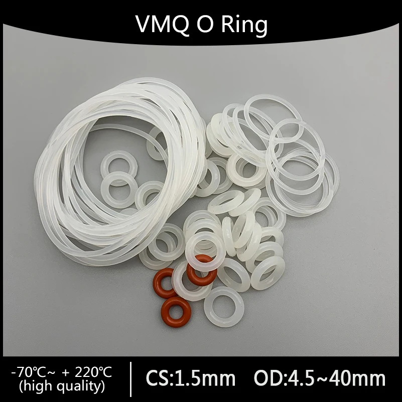 10pcs VMQ White Silicone Ring Gasket CS 1.5mm OD 4.5 ~ 40mm Food Grade Waterproof Washer Rubber silicone gasket rubber o-ring
10pcs VMQ White Silicone Ring Gasket CS 1.5mm OD 4.5 ~ 40mm Food Grade Waterproof Washer Rubber silicone gasket rubber o-ring
