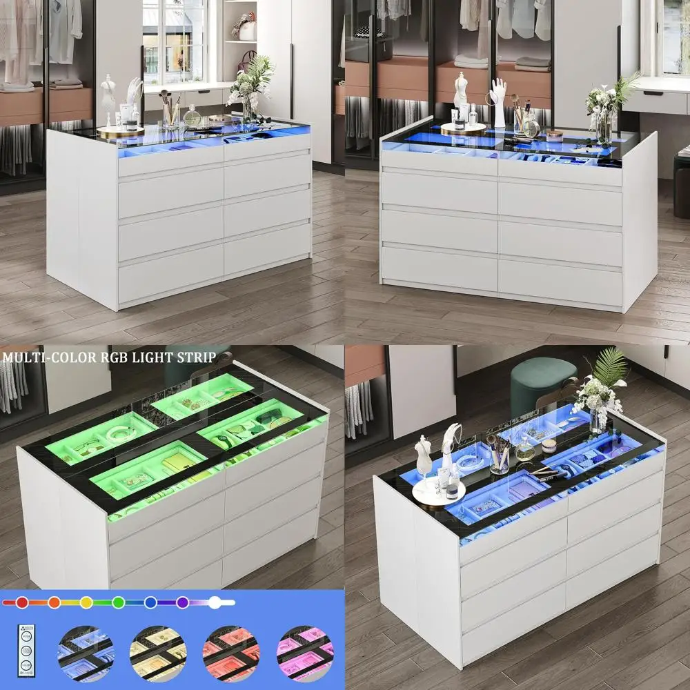 White Drer or Bedroom Set o 2, 8 Der Drer with Glass Top and LED Light, ern Chest o Ders, lry Drers Display, Drers Organizer or
White Drer or Bedroom Set o 2, 8 Der Drer with Glass Top and LED Light, ern Chest o Ders, lry Drers Display, Drers Organizer or