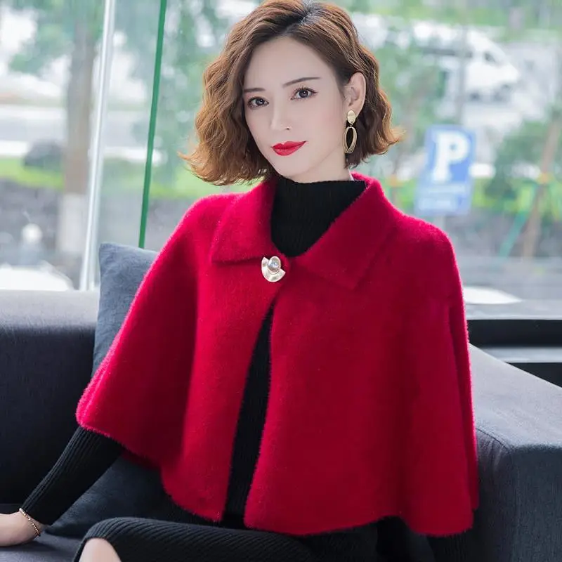 Women Cape Outerwear Cloak Style Solid Color Lapel 3/4 Sleeve Cardigan Shawl Winter Woolen Coat For Party
Women Cape Outerwear Cloak Style Solid Color Lapel 3/4 Sleeve Cardigan Shawl Winter Woolen Coat For Party