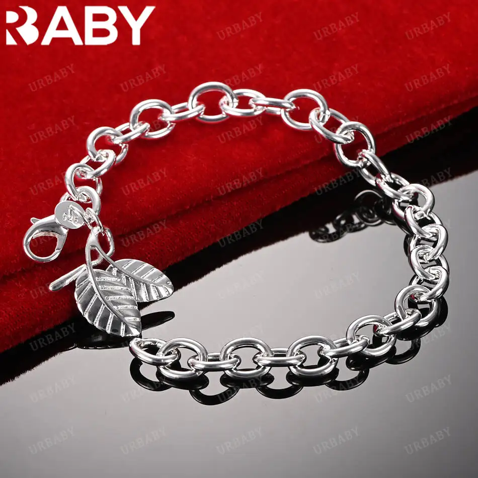 URBABY 925 Sterling Silver Leaves Bracelets For Women Men Charm Trend Birthday Gifts Fashion Party Fine Jewelry
URBABY 925 Sterling Silver Leaves Bracelets For Women Men Charm Trend Birthday Gifts Fashion Party Fine Jewelry