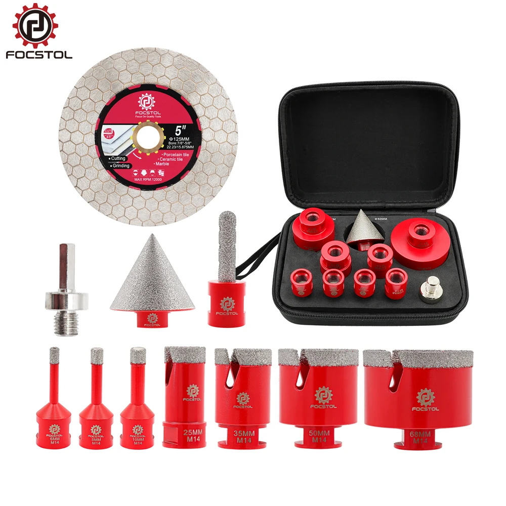 FOCSTOL 11pcs Set Diamond Drill Bit Dia 6/8/10/25/35/50/68mm For Ceramic Porcelain Tile Granite Marble Milling Bit Saw Blade
FOCSTOL 11pcs Set Diamond Drill Bit Dia 6/8/10/25/35/50/68mm For Ceramic Porcelain Tile Granite Marble Milling Bit Saw Blade