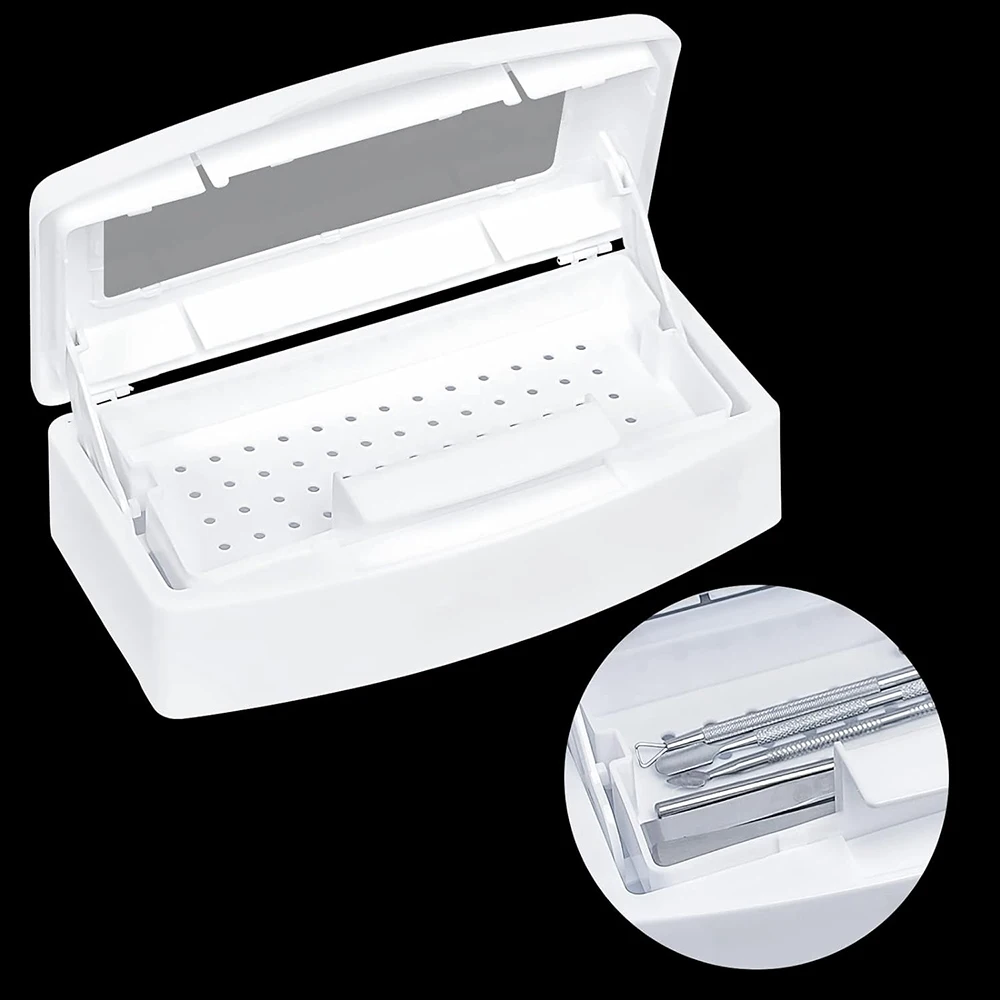 White Nail Art Tool Sterilizer Box Plastic Sterilization Tray for Tweezer Storage Organizer Equipment Manicure Cleaner 8.5In
White Nail Art Tool Sterilizer Box Plastic Sterilization Tray for Tweezer Storage Organizer Equipment Manicure Cleaner 8.5In