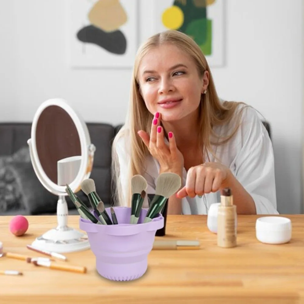 Silicone Lazy Makeup Brush Cleaner Folding Fast Dryer Powder Puff Cleaning Cup Portable Reusable Makeup Brush Holder
Silicone Lazy Makeup Brush Cleaner Folding Fast Dryer Powder Puff Cleaning Cup Portable Reusable Makeup Brush Holder