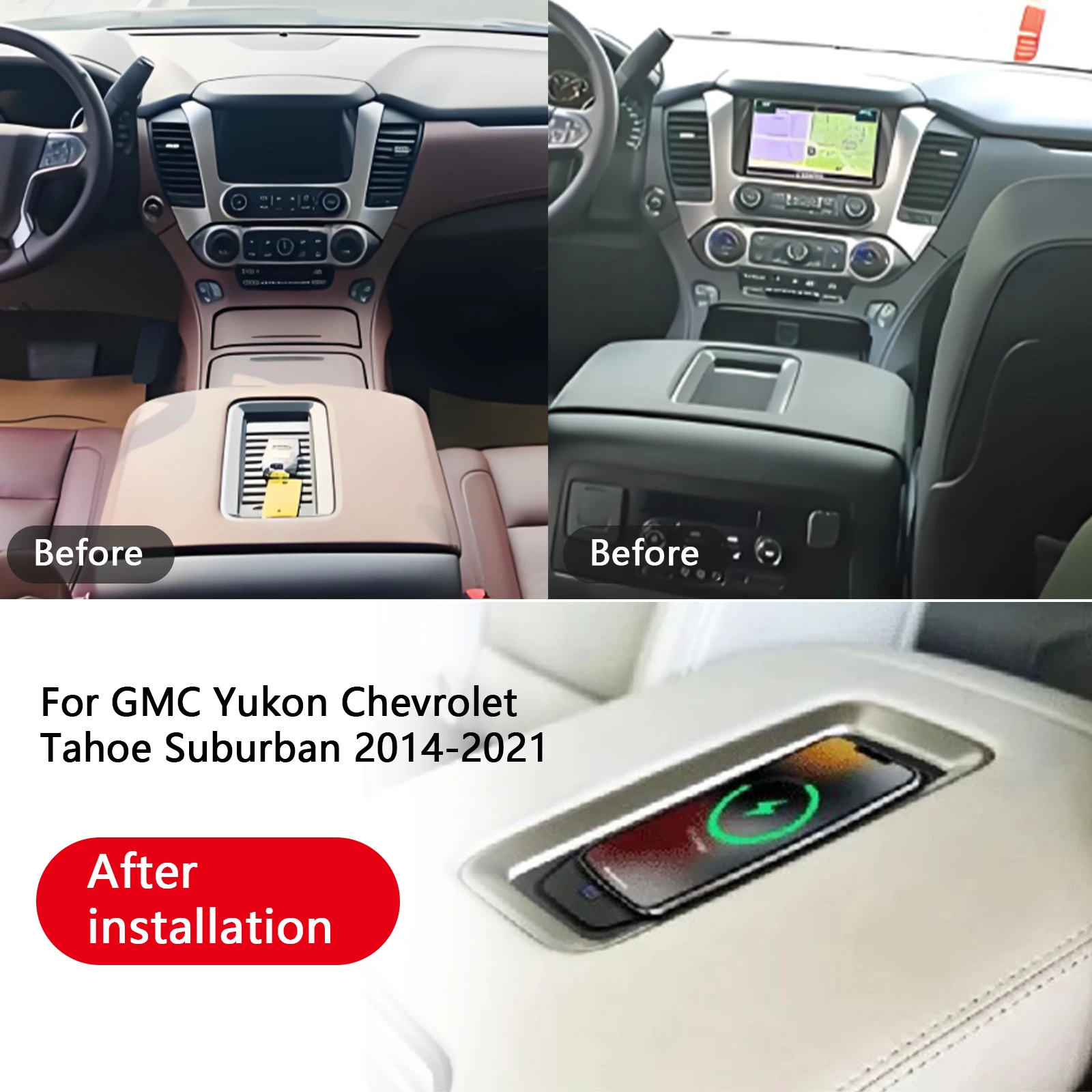 Беспроводное зарядное устройство для GMC Yukon Chevrolet Tahoe Suburban 2014-2021, специальная встроенная панель QI для телефона, автомобильные аксессуары
Беспроводное зарядное устройство для GMC Yukon Chevrolet Tahoe Suburban 2014-2021, специальная встроенная панель QI для телефона, автомобильные аксессуары
