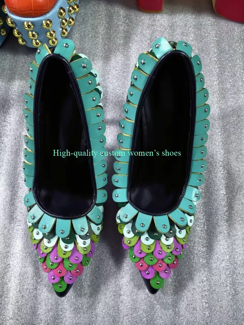 Blue And Purple Matching Fish Scale Decoration High Heel Pointed Shallow Stilettos Luxurious Women's High Heels Hot-Selling
Blue And Purple Matching Fish Scale Decoration High Heel Pointed Shallow Stilettos Luxurious Women's High Heels Hot-Selling