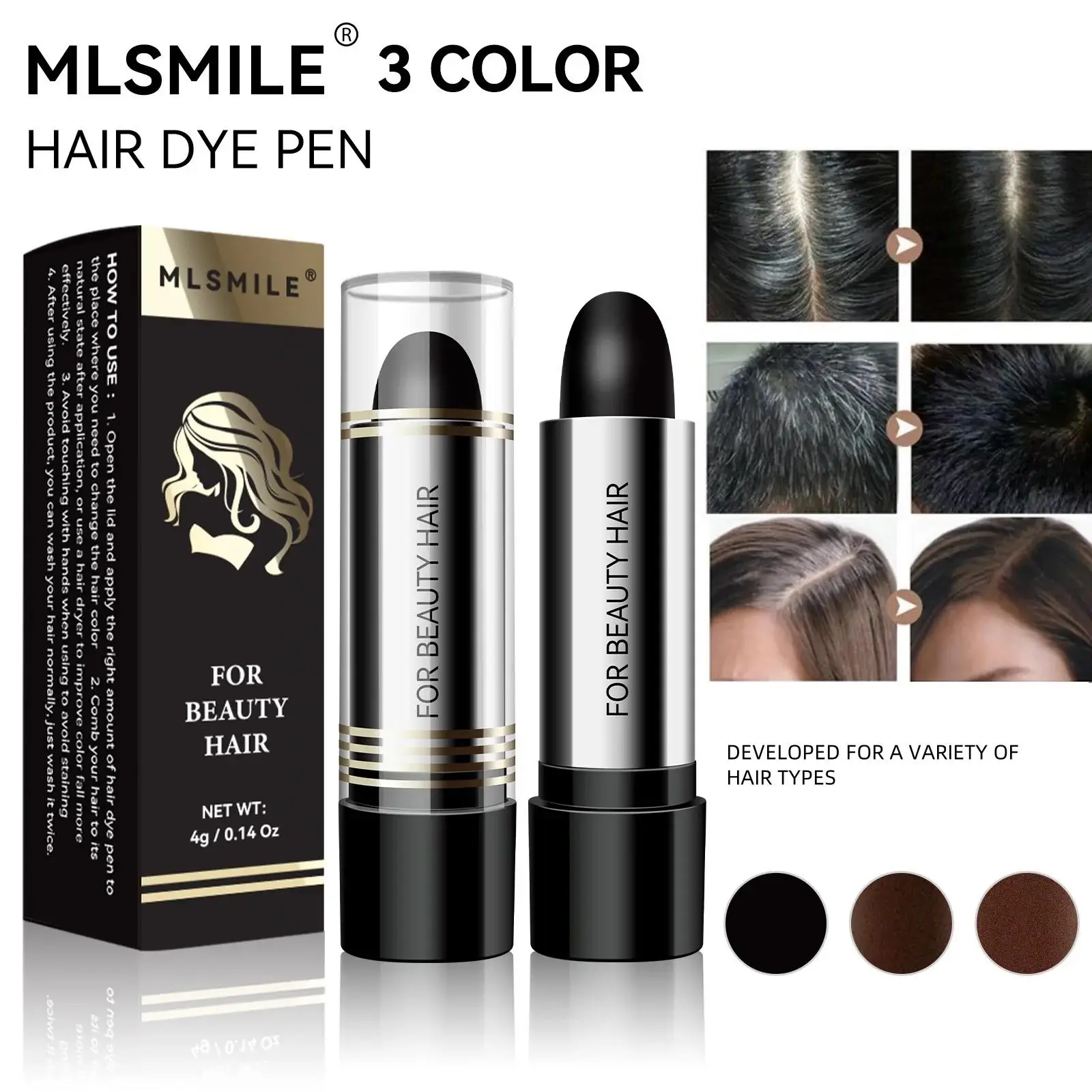 Natural Black Hair Coloring Stick Instant White Coverage Disposable Lipstick Style Dye Pen Easy Wash Out Chalk
Natural Black Hair Coloring Stick Instant White Coverage Disposable Lipstick Style Dye Pen Easy Wash Out Chalk