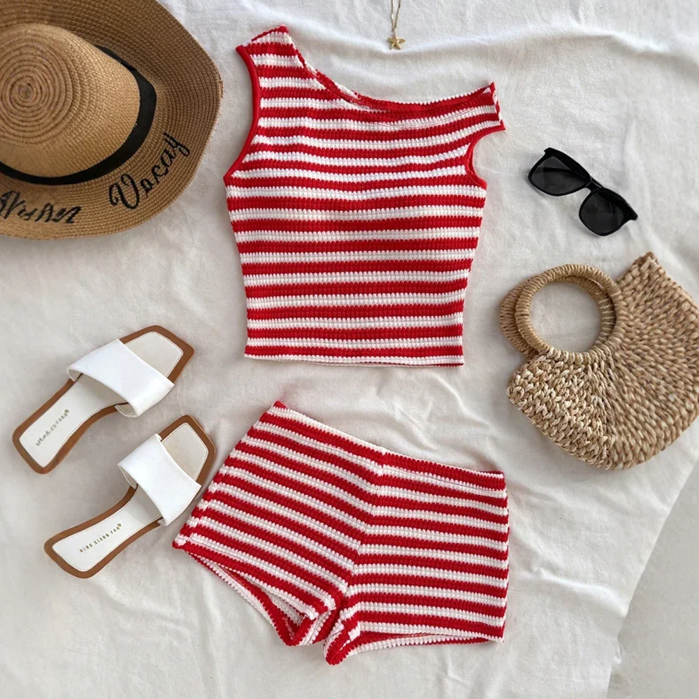 CPSYMYM Sets Spring Summer Simple Basics Stripes Sleeveless Round-Neck Cropped Natural Waist Short Casual Sets For Women
CPSYMYM Sets Spring Summer Simple Basics Stripes Sleeveless Round-Neck Cropped Natural Waist Short Casual Sets For Women