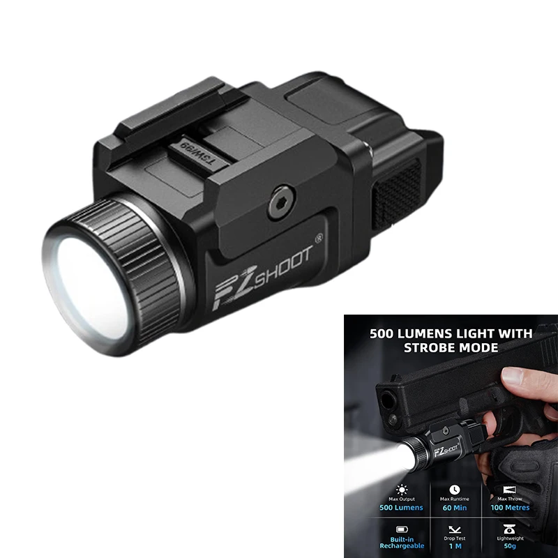 MIDTEN Pistol Tactical Flashlight 500 Lumens Rechargeable LED Light Compact with Strobe Mode for Handgun Picatinny and GL Rails
MIDTEN Pistol Tactical Flashlight 500 Lumens Rechargeable LED Light Compact with Strobe Mode for Handgun Picatinny and GL Rails