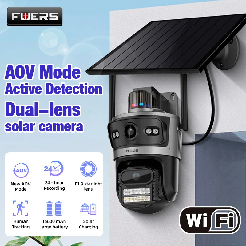FUERS Solar Camera AOV 24 Hours Record Three Screen Outdoor 10X Zoom WIFI Camera 9W Solar Panel 15600mAh Built-in Battery
FUERS Solar Camera AOV 24 Hours Record Three Screen Outdoor 10X Zoom WIFI Camera 9W Solar Panel 15600mAh Built-in Battery