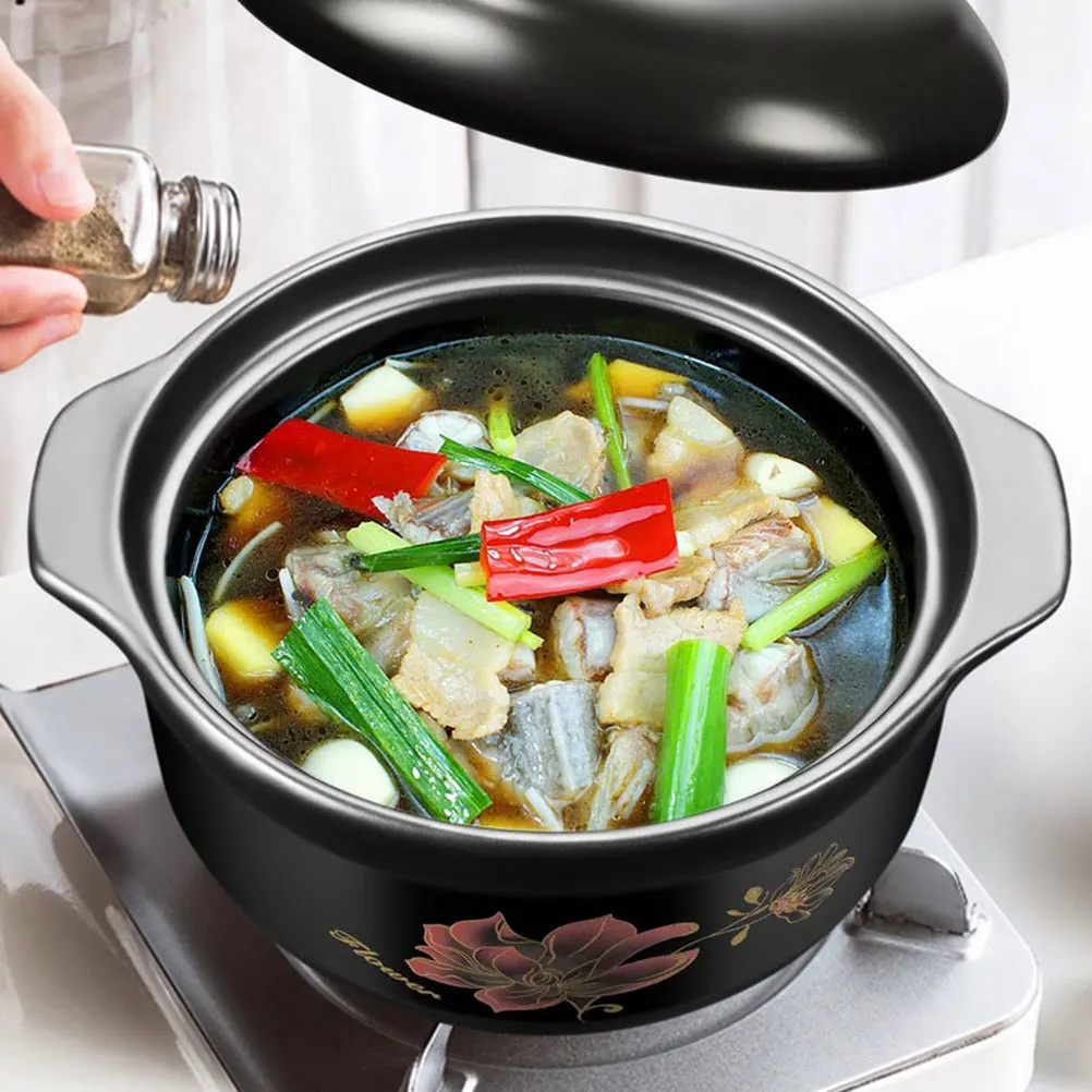 Gas Clay Pot Ceramic Casserole Lid Design Braised Chicken Soup Stew Pot Heat Preservation Kitchen Use Braised Chicken Casserole
Gas Clay Pot Ceramic Casserole Lid Design Braised Chicken Soup Stew Pot Heat Preservation Kitchen Use Braised Chicken Casserole