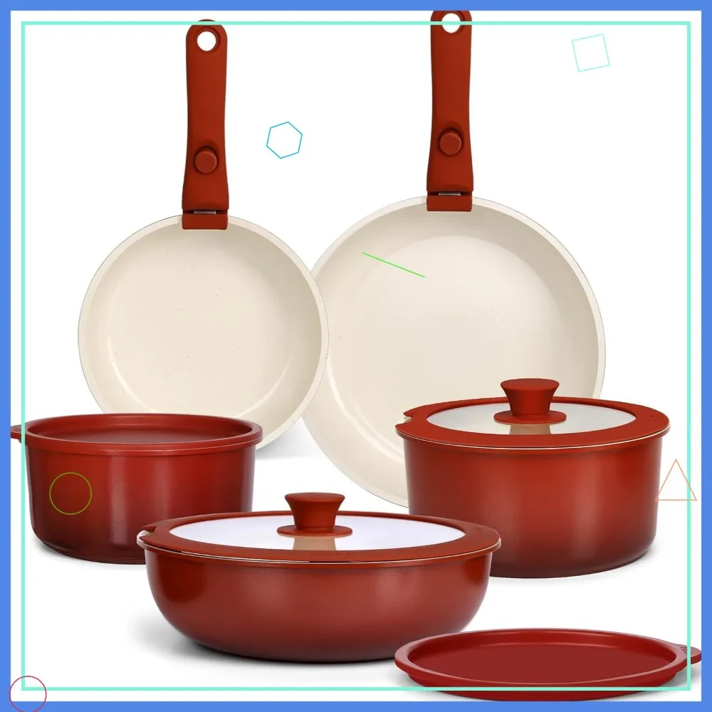 11PCS Ceramic Pots and Pans Set Non Stick, Detachable Handle Cookware, Red Black Gradient Induction Kitchen Set for All Stoves
11PCS Ceramic Pots and Pans Set Non Stick, Detachable Handle Cookware, Red Black Gradient Induction Kitchen Set for All Stoves