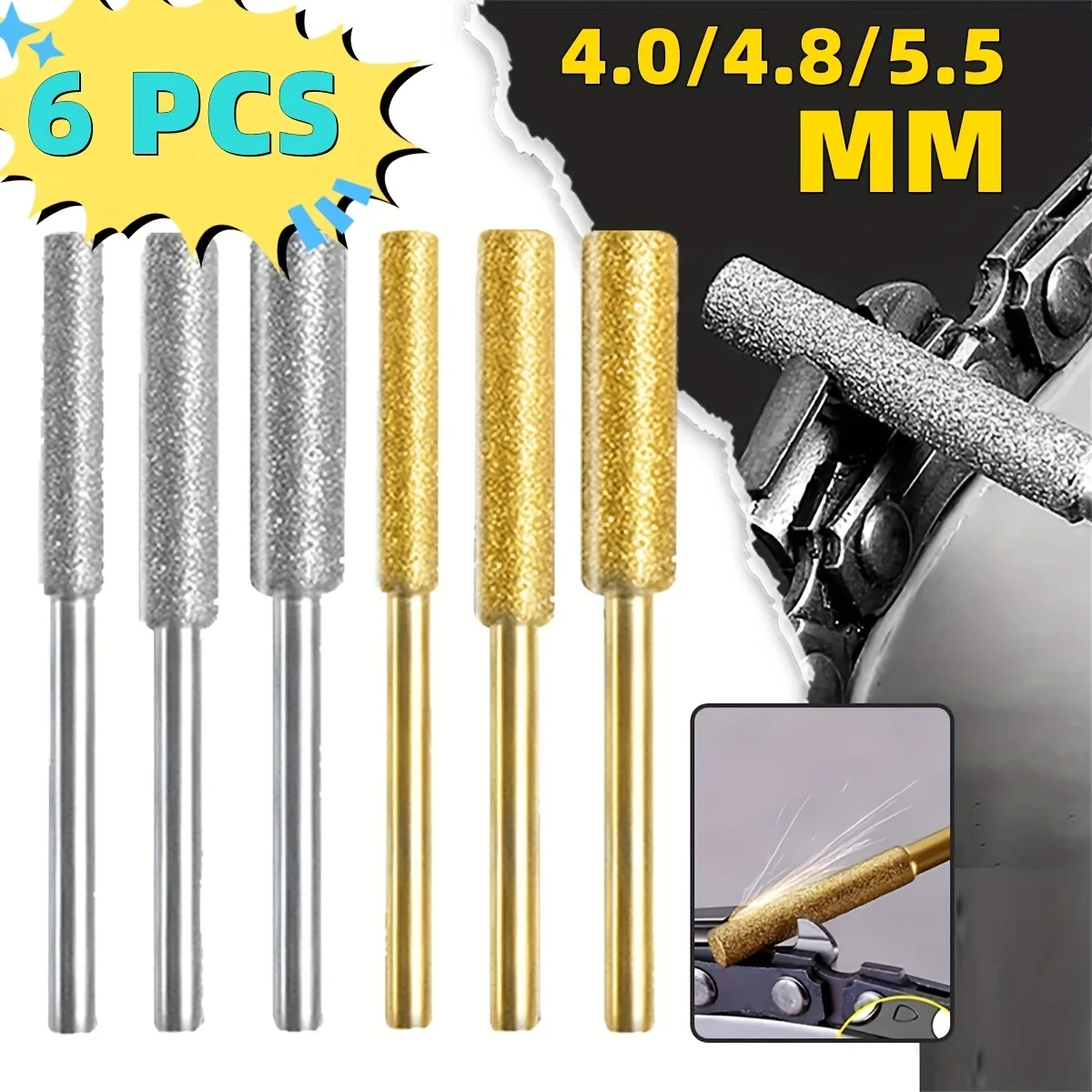 Chainsaw Chain File Cylindrical Burr 4-5.5mm Chainsaw Sharpener Stone File Chain Saw Sharpening Carving Grinding Power Tools Kit
Chainsaw Chain File Cylindrical Burr 4-5.5mm Chainsaw Sharpener Stone File Chain Saw Sharpening Carving Grinding Power Tools Kit