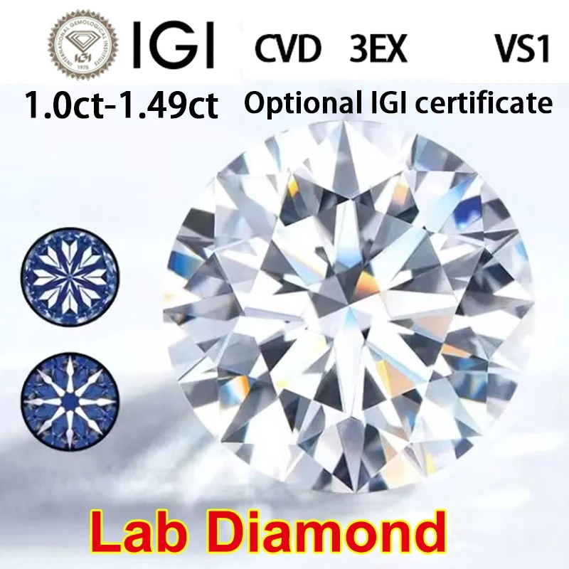 Lab Grown Diamond CVD HPHT Round Lab D Color 1.0-1.49ct VS1 with IGI certificate Clarity Loose Diamond Stones For Jewelry Making
Lab Grown Diamond CVD HPHT Round Lab D Color 1.0-1.49ct VS1 with IGI certificate Clarity Loose Diamond Stones For Jewelry Making