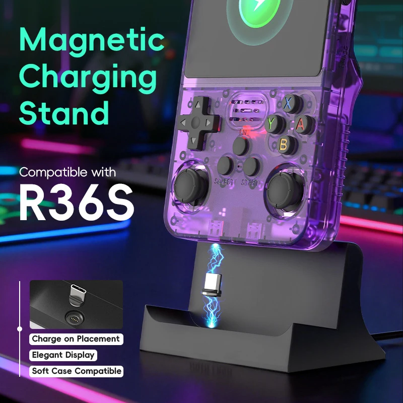 for R36S Magnetic Charging Dock Station Type C Desktop Charger Base with Anti Slip Stand for R36S Handheld Game Console
for R36S Magnetic Charging Dock Station Type C Desktop Charger Base with Anti Slip Stand for R36S Handheld Game Console