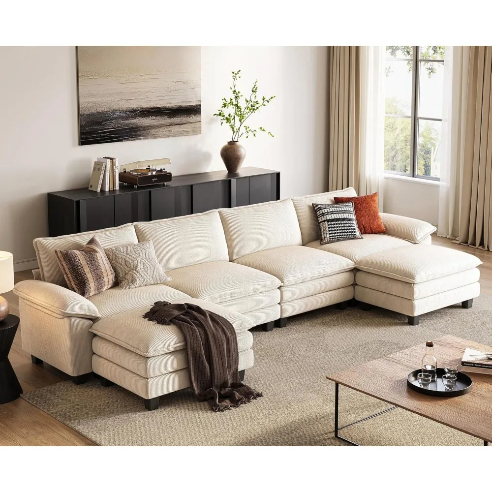 Cloud Sectional Couch - Comfy Corduroy Sofa 157'' Oversized Modular L Shaped Couch with Movable Ottoman, Soft Modern Sofa for L
Cloud Sectional Couch - Comfy Corduroy Sofa 157'' Oversized Modular L Shaped Couch with Movable Ottoman, Soft Modern Sofa for L